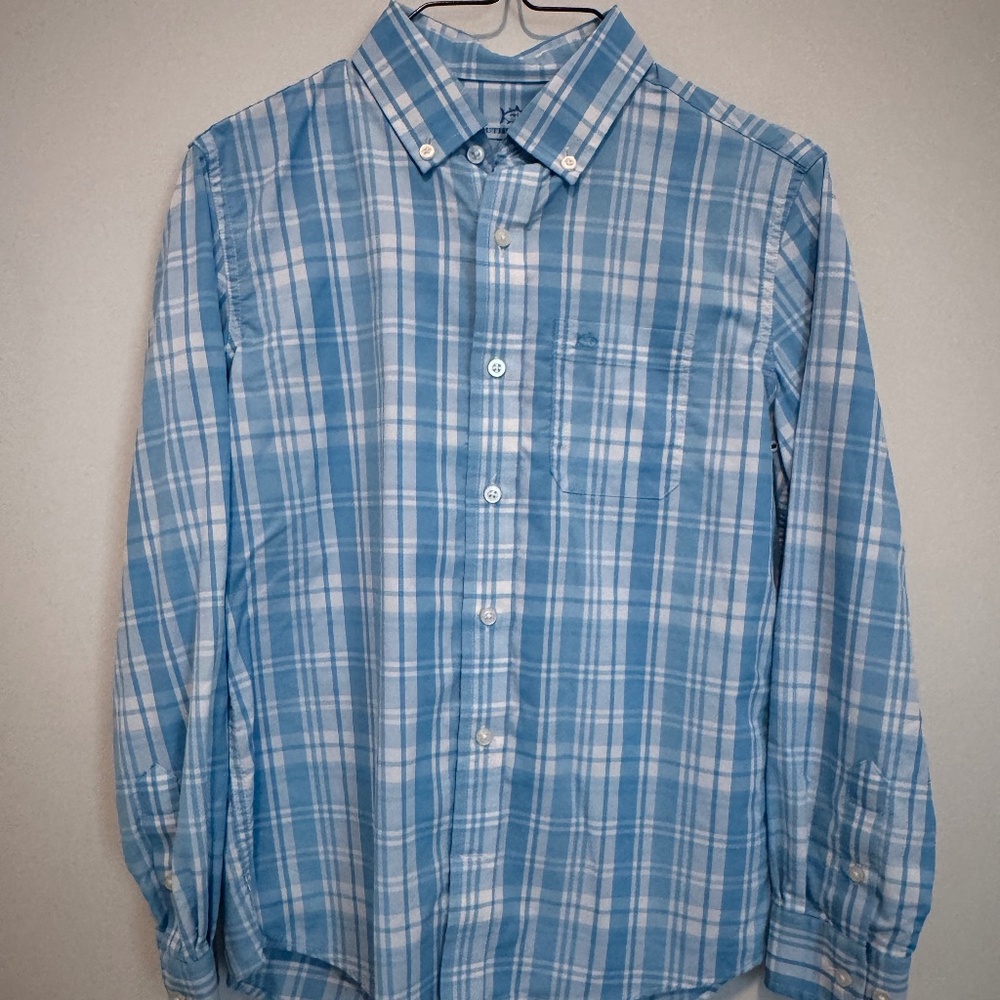 Southern Tide Boys L Blue Button Down Dress Shirt